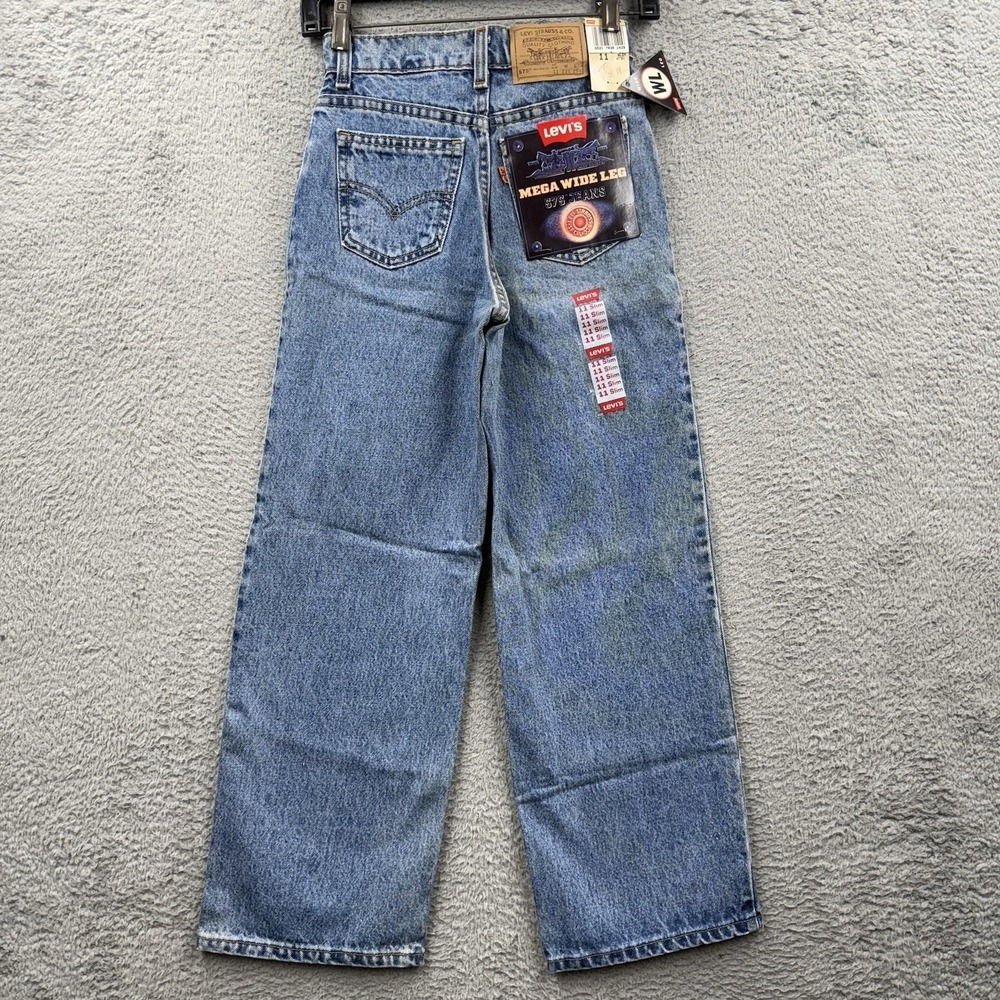 Vintage 80s Levis Orange Tab 575 Mega Wide Leg Jeans 23.5x25.5 Blue Boys 11 Slim